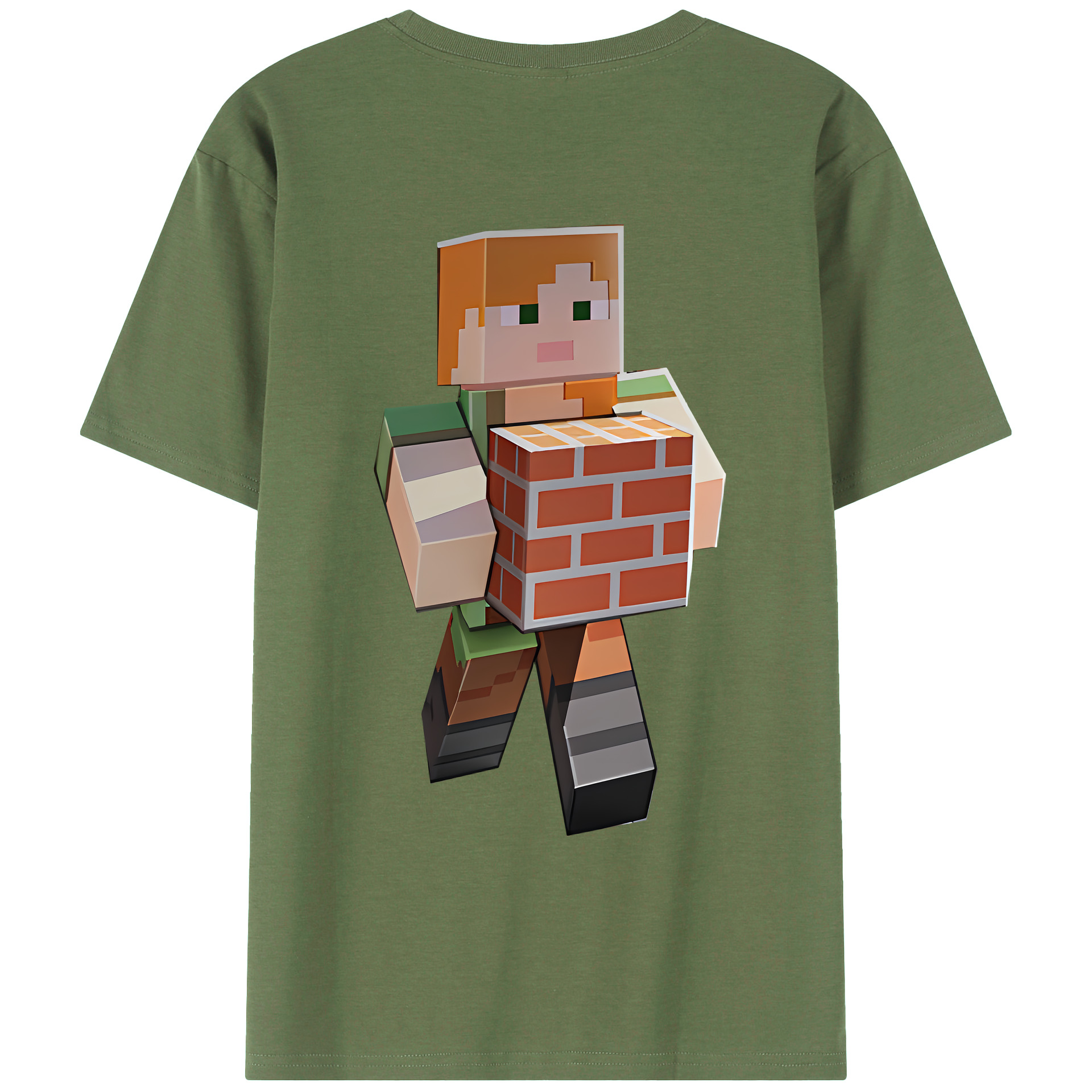（画像用） マインクラフト ブロックの世界 Minecraft MC Block world 綿100％ メンズ半袖Tシャツ（バックプリント） 通気性